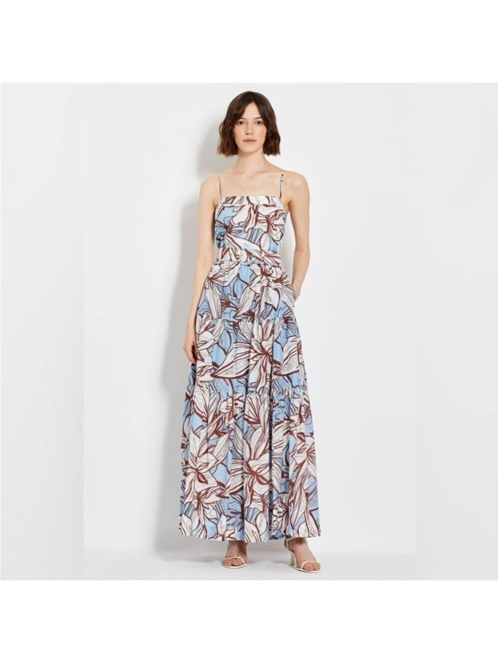 Nicholas Julie Maxi Dress in Mocha Etched Floral